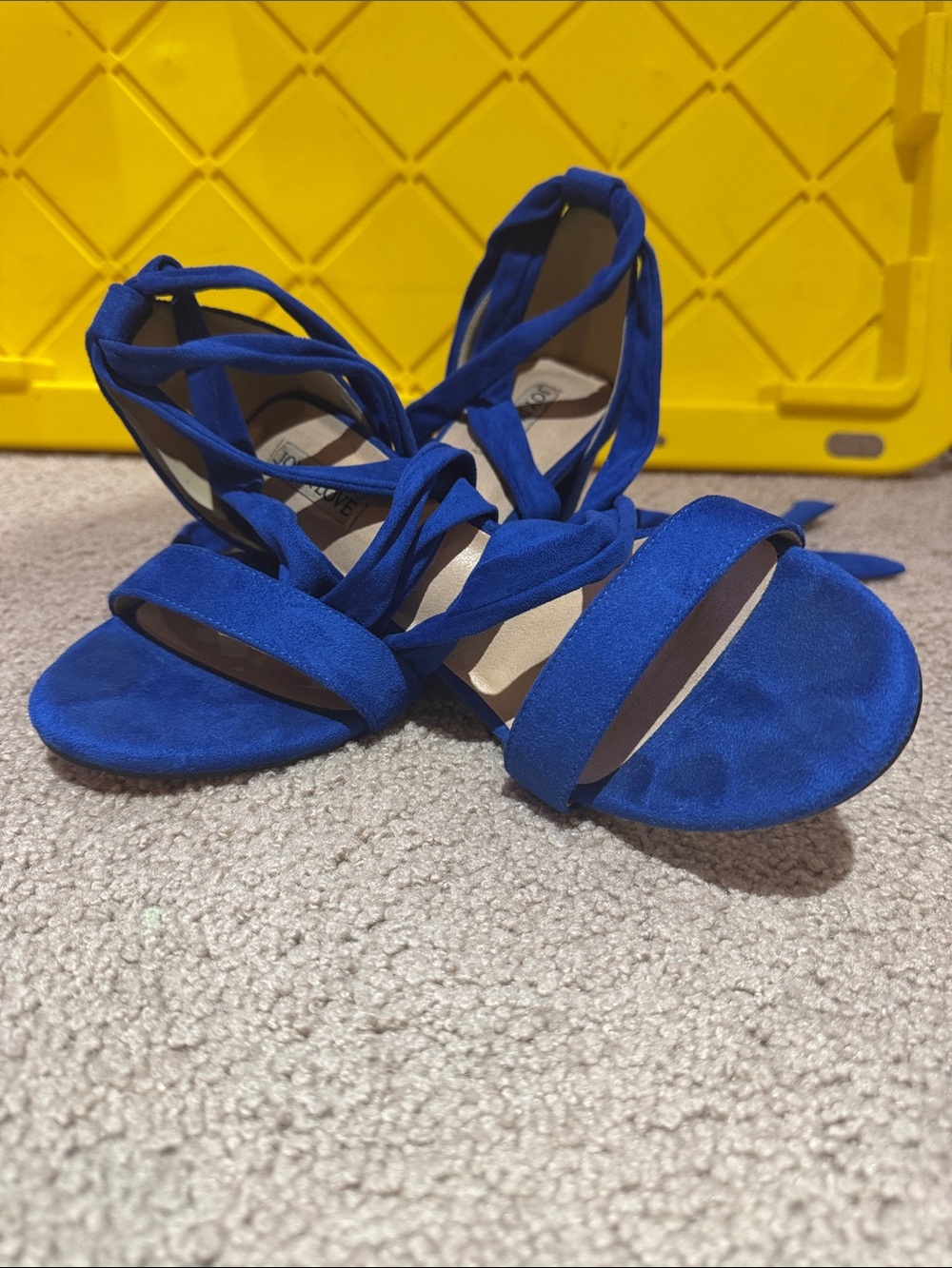 Strappy Blue Suede Lace-Up Heels